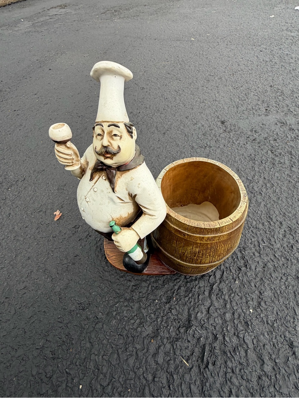 Whimsical Cream and Brown Chef Sculpture Planter - Decorative Home Accent